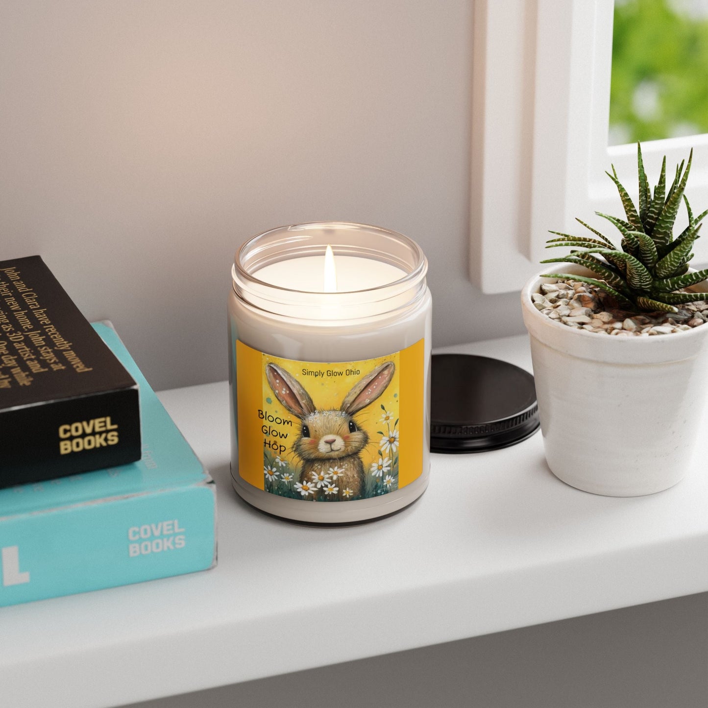 Scented Soy Candle, 9oz, springtime bunny design - Simply Glow Ohio