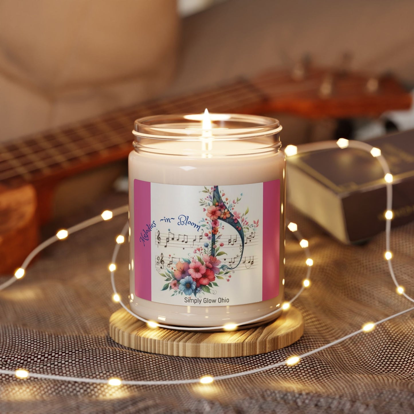 Scented Soy Candle, 9oz, music lover, home decor - Simply Glow Ohio