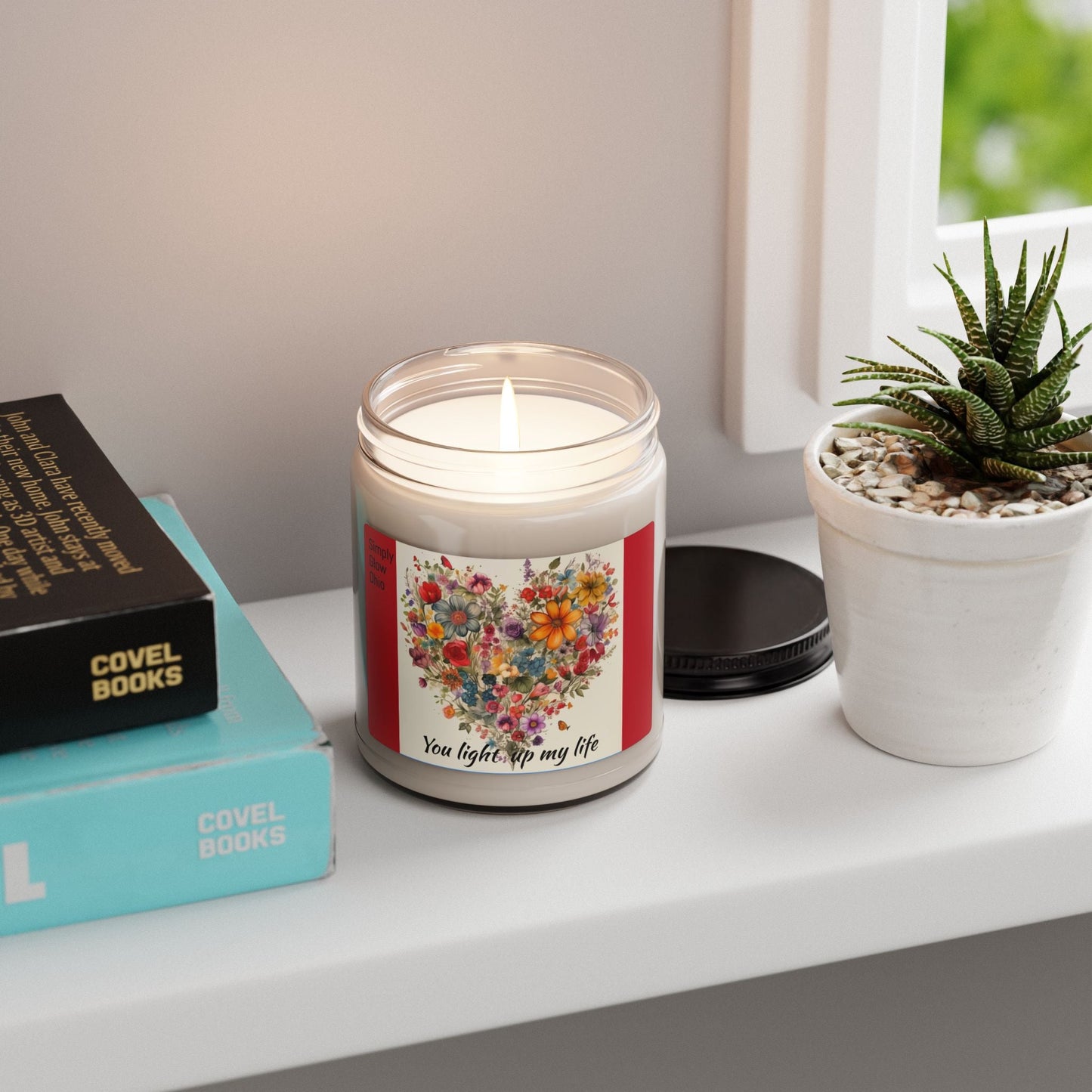 Scented Soy Candle, 9oz, flowers & love design - Simply Glow Ohio