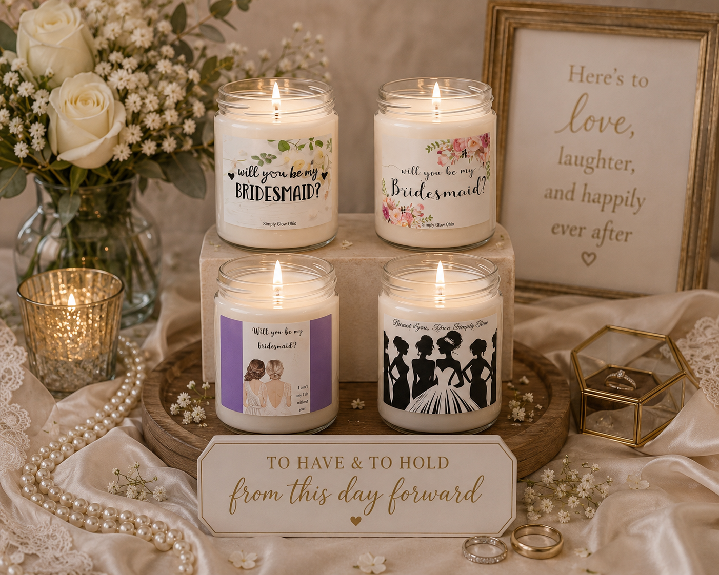 Bridal-Wedding-Anniversary Soy Candle gifts - Simply Glow Ohio