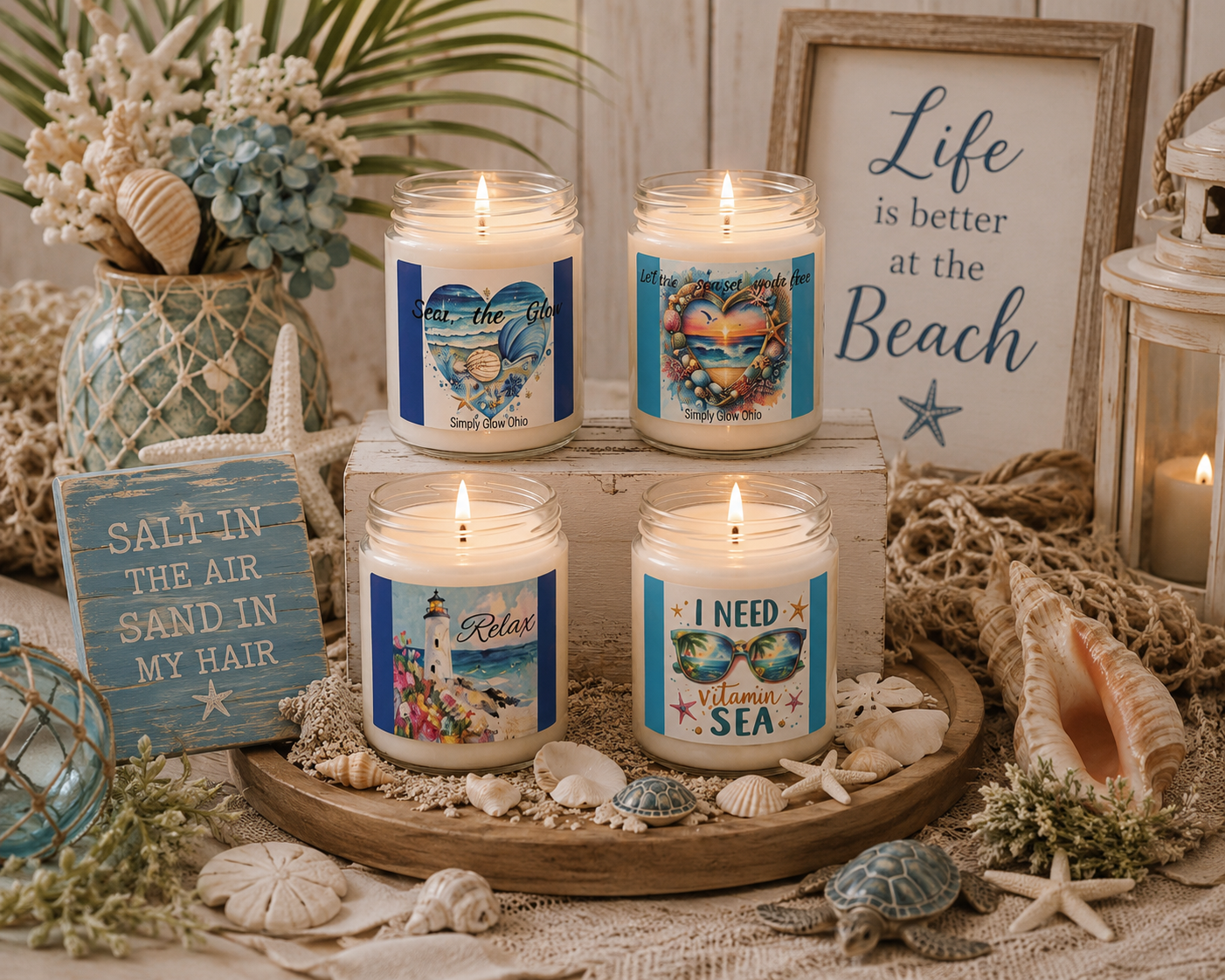 Explore Soy Candles with coastal designs and embrace the beach and lake life vibes