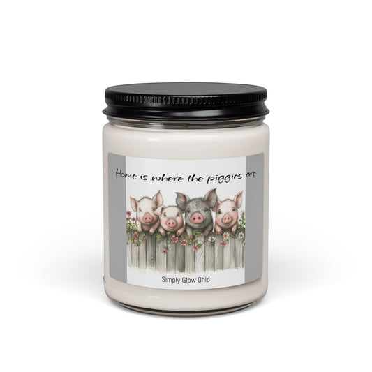Scented Soy Candle, 9oz, Country farm life decor, pigs - Simply Glow Ohio