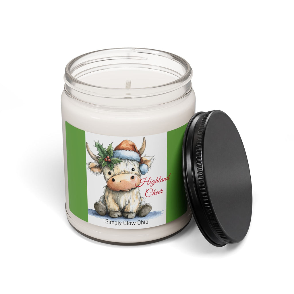 Scented Soy Candle, 9oz, highland cow Christmas, home decor - Simply Glow Ohio