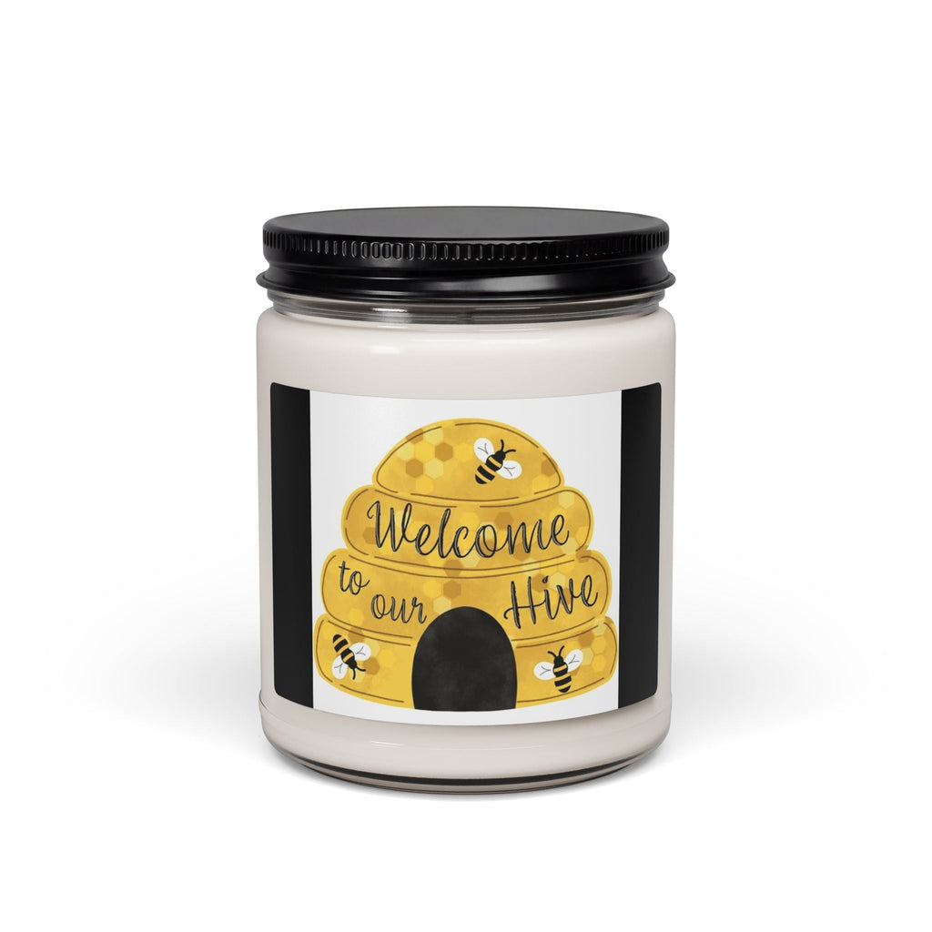 Scented Soy Candle, 9oz Welcome to our hive, bee hive design - Simply Glow Ohio