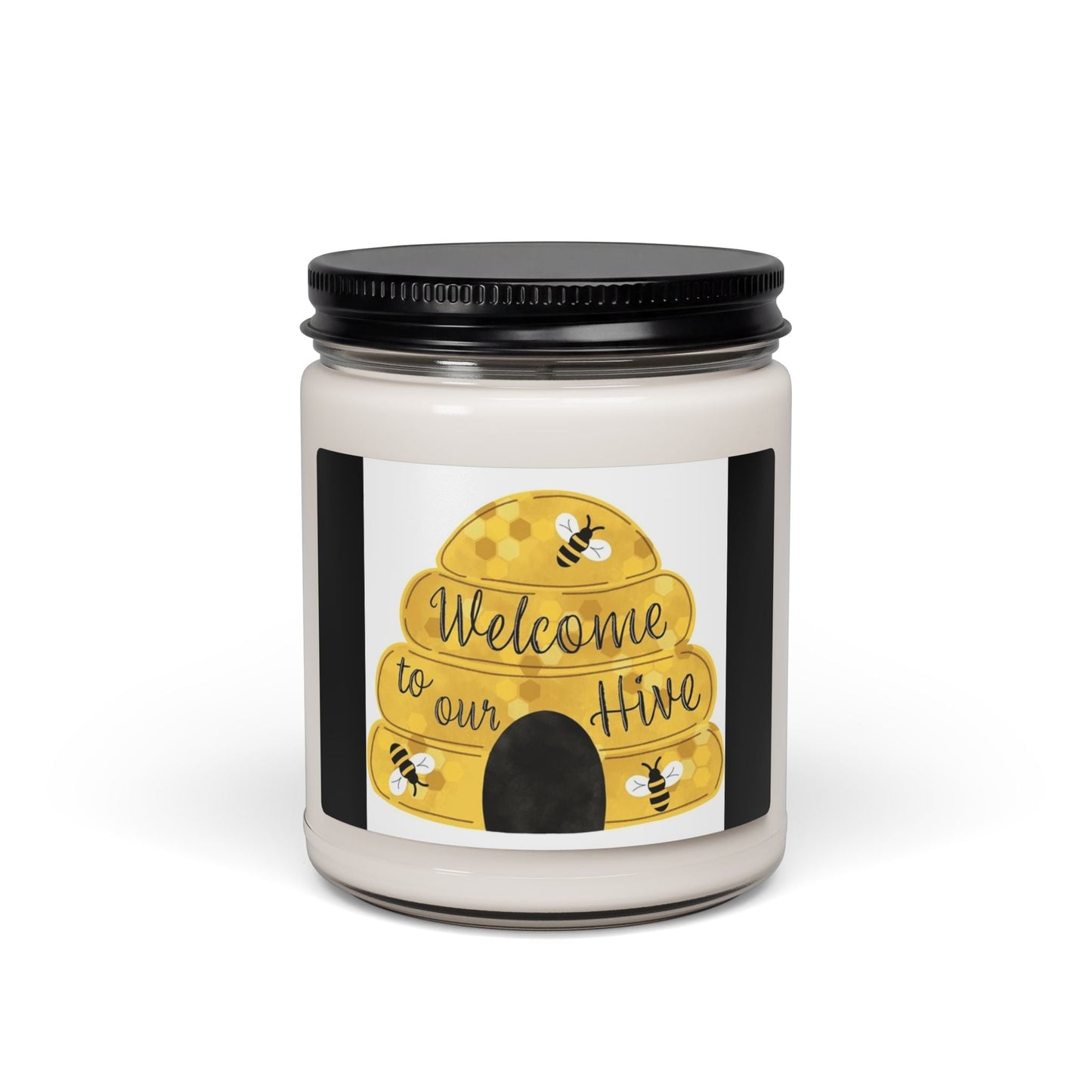 Scented Soy Candle, 9oz Welcome to our hive, bee hive design - Simply Glow Ohio