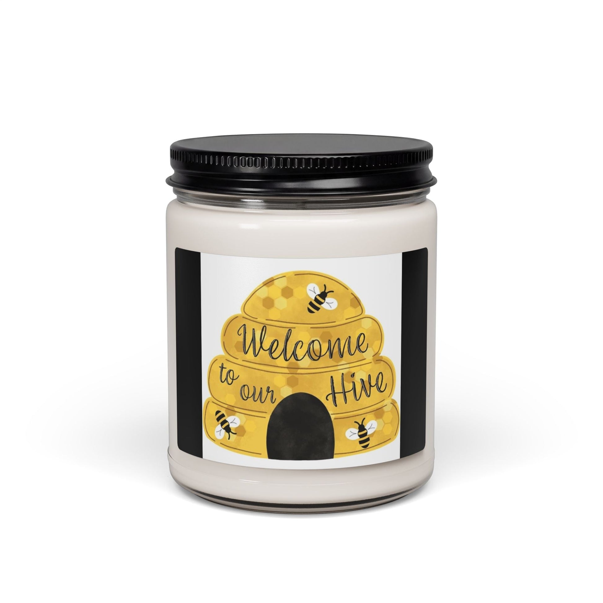 Scented Soy Candle, 9oz Welcome to our hive, bee hive design - Simply Glow Ohio
