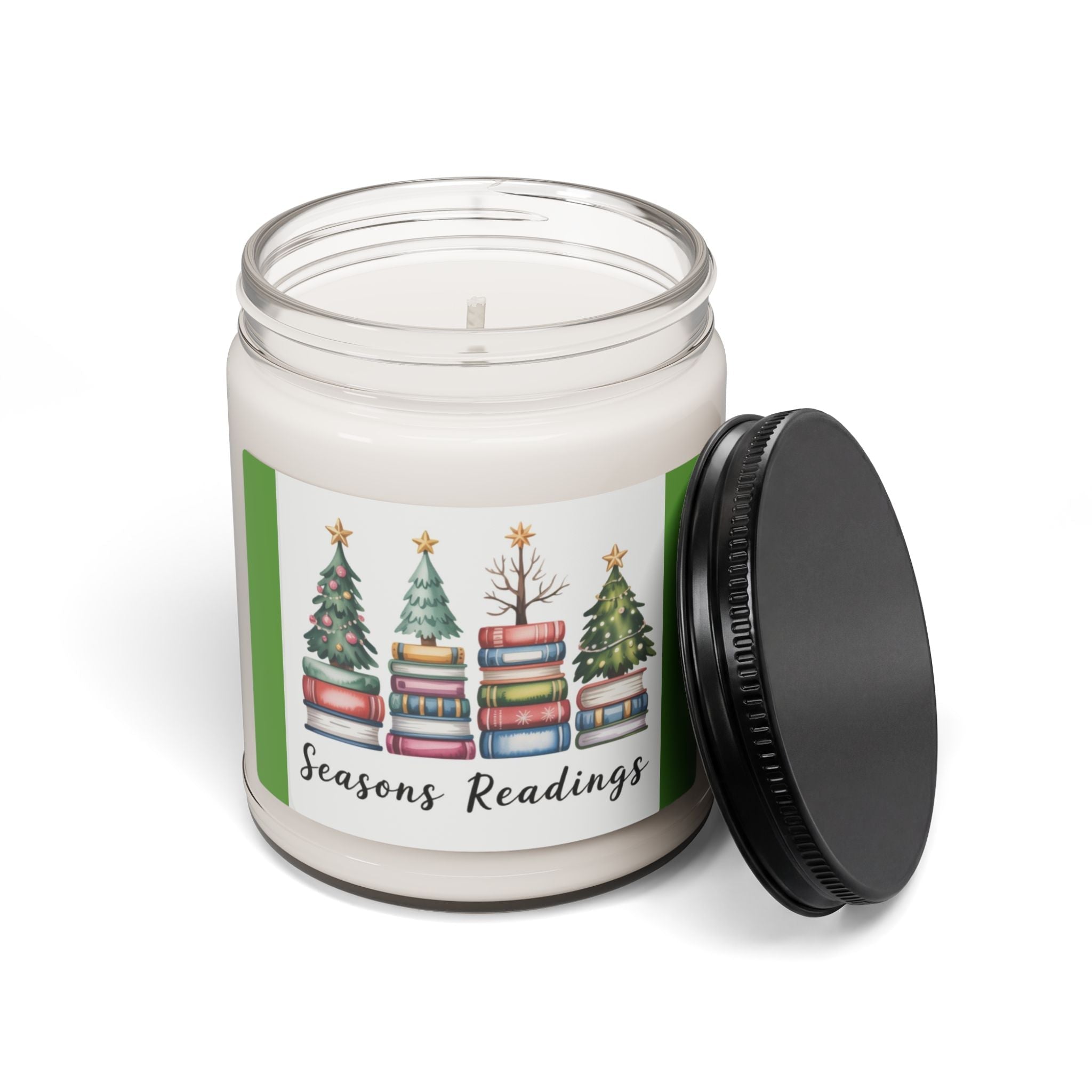 Scented Soy Candle, 9oz Christmas trees stacked books design - Simply Glow Ohio