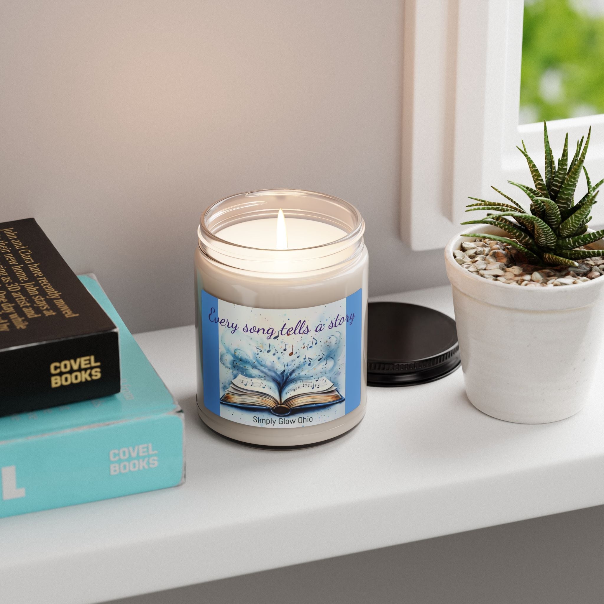 Scented Soy Candle, 9oz, book, music, home decor - Simply Glow Ohio