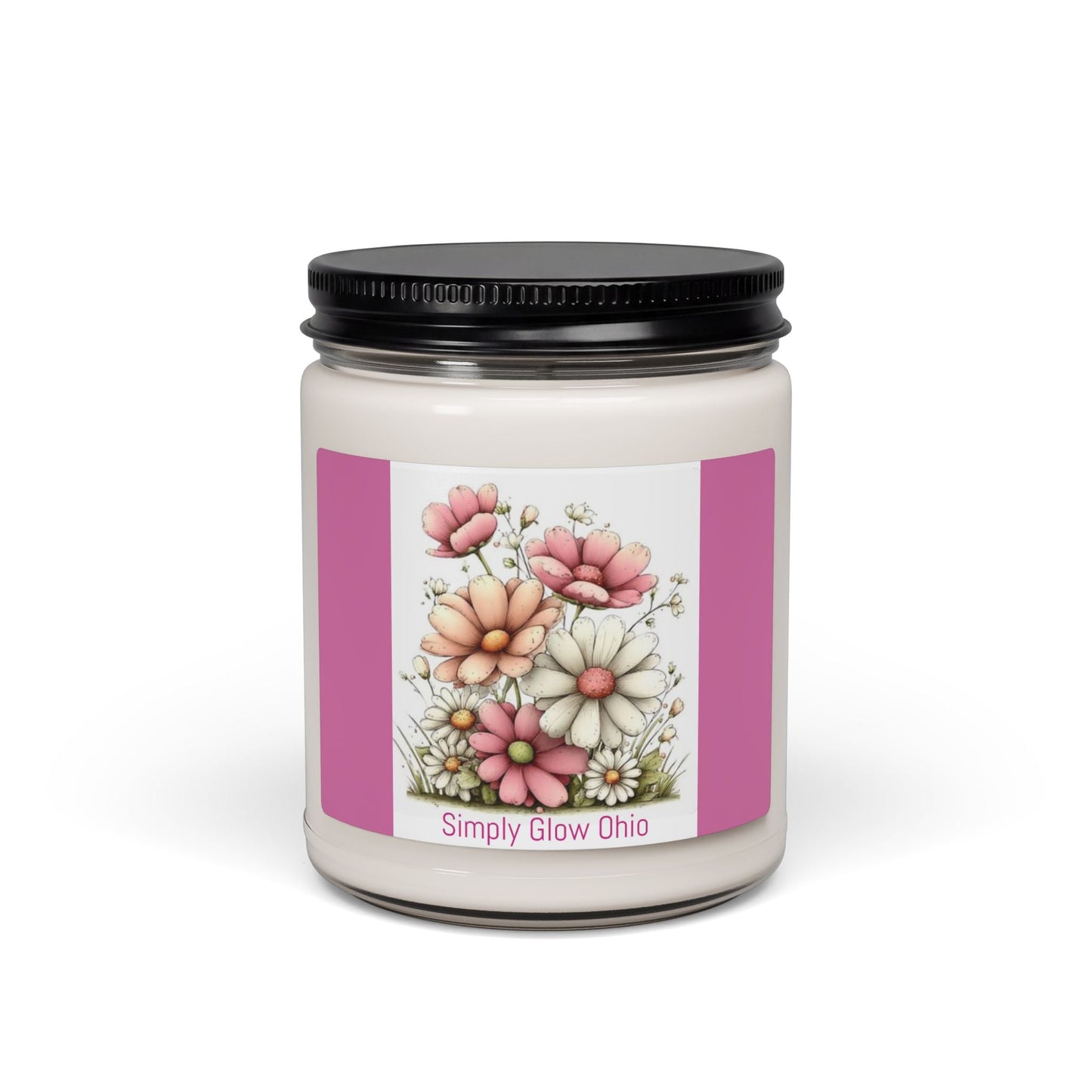 Scented Soy Candle, 9oz, flower design - Simply Glow Ohio
