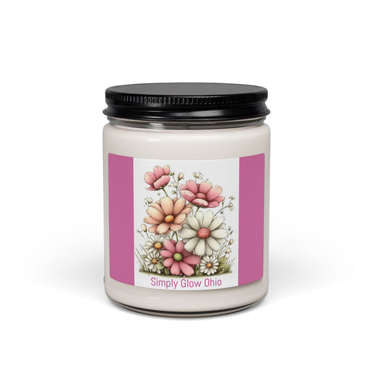 Scented Soy Candle, 9oz, flower design - Simply Glow Ohio