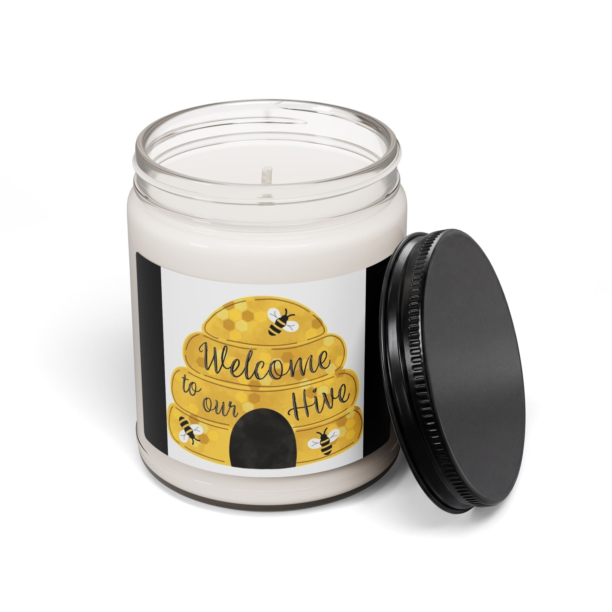 Scented Soy Candle, 9oz Welcome to our hive, bee hive design - Simply Glow Ohio