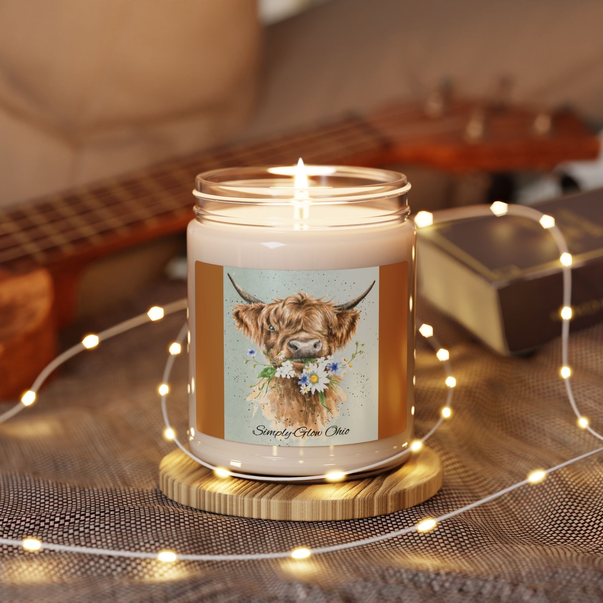 Scented Soy Candle, 9oz, highland cow, country/farm life, Simply Glow - Simply Glow Ohio