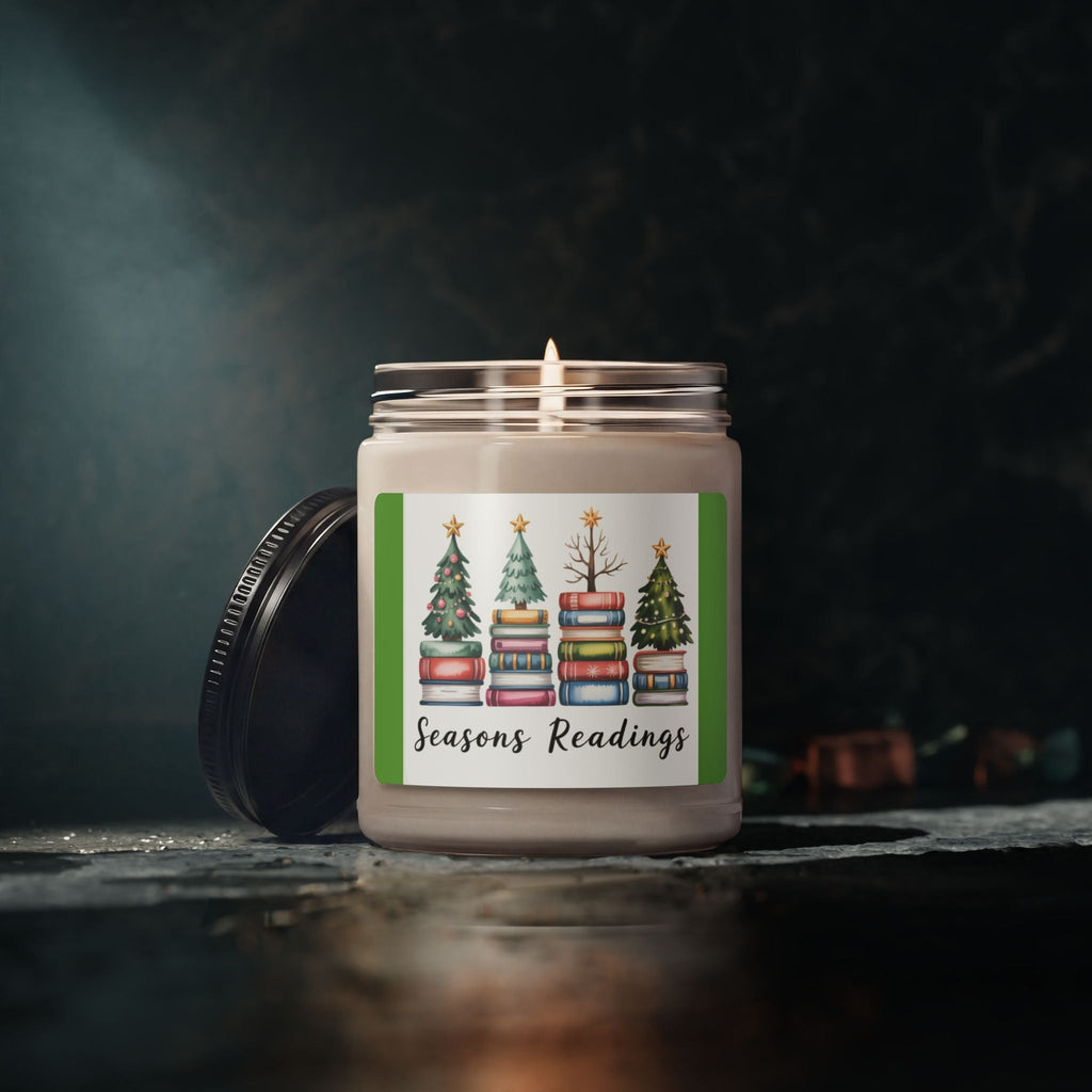 Scented Soy Candle, 9oz Christmas trees stacked books design - Simply Glow Ohio