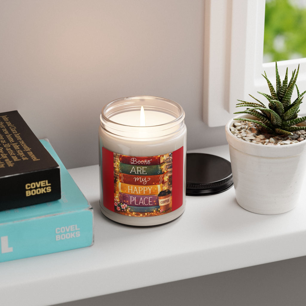 Scented Soy Candle, 9oz, custom stacked books, book lovers label - Simply Glow Ohio