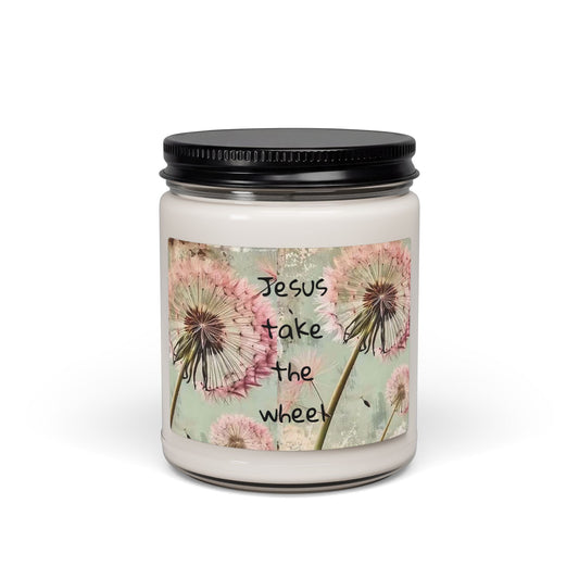Scented Soy Candle, 9oz, Jesus take the wheel quote - Simply Glow Ohio