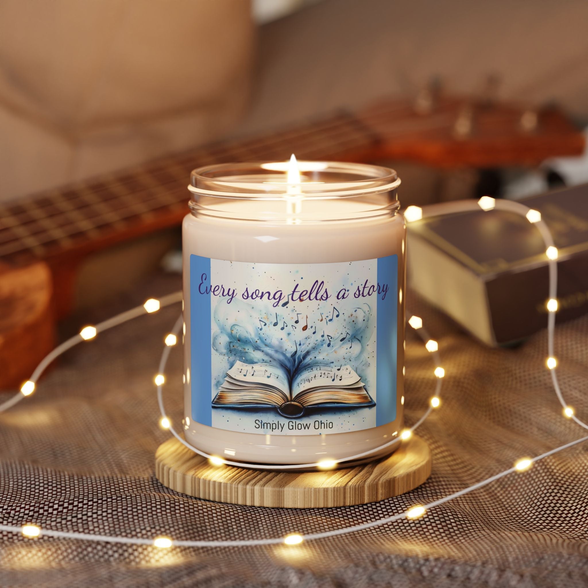 Scented Soy Candle, 9oz, book, music, home decor - Simply Glow Ohio