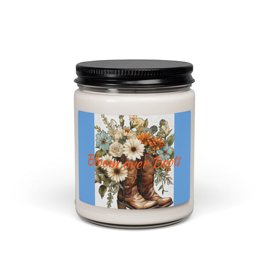Scented Soy Candle, 9oz, cowboy boots, country, farmhouse decor - Simply Glow Ohio
