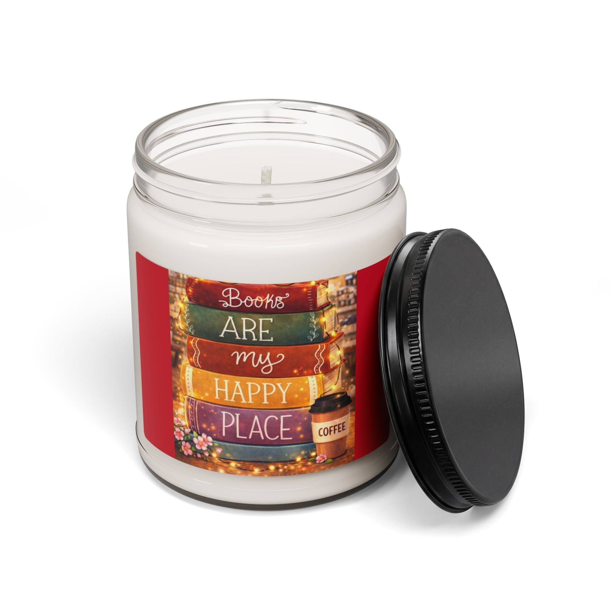 Scented Soy Candle, 9oz, custom stacked books, book lovers label - Simply Glow Ohio
