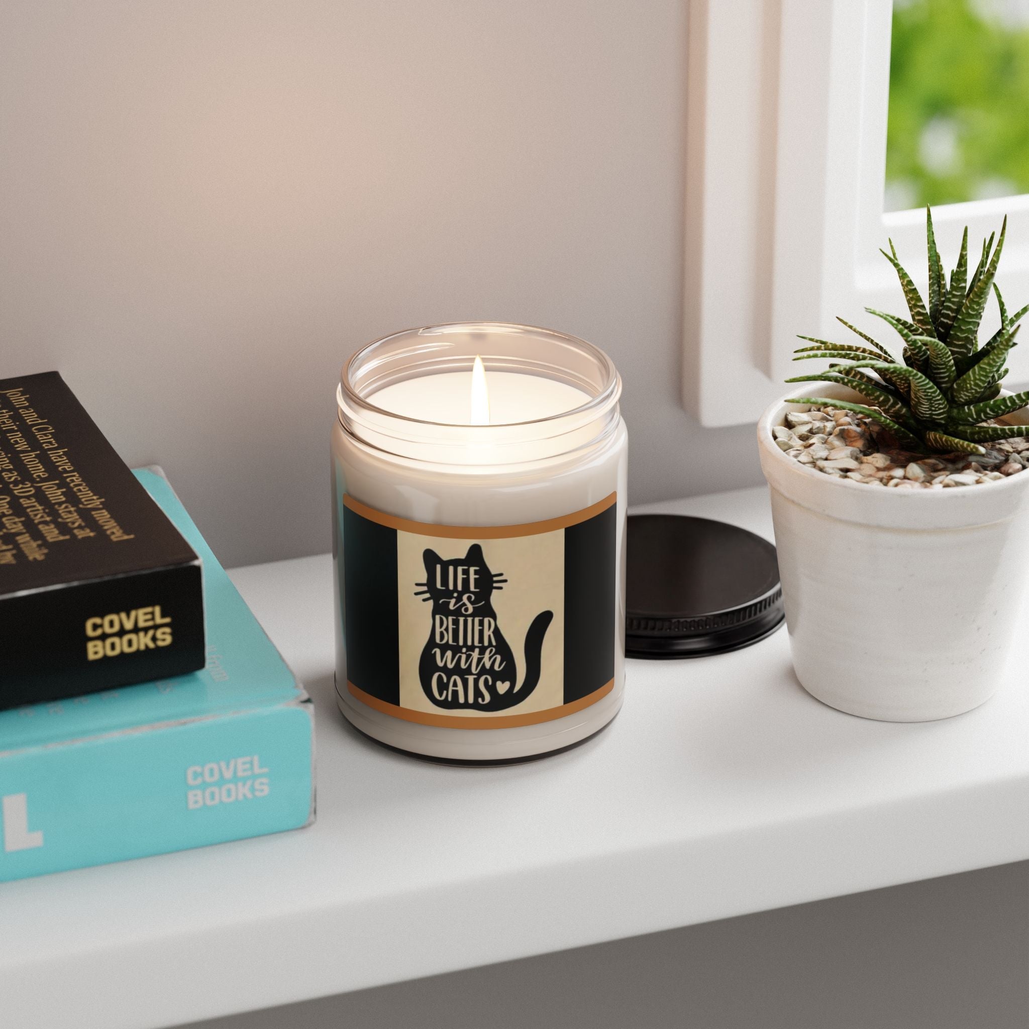 Scented Soy Candle, 9oz, Life is better with Cats, cat lover design - Simply Glow Ohio