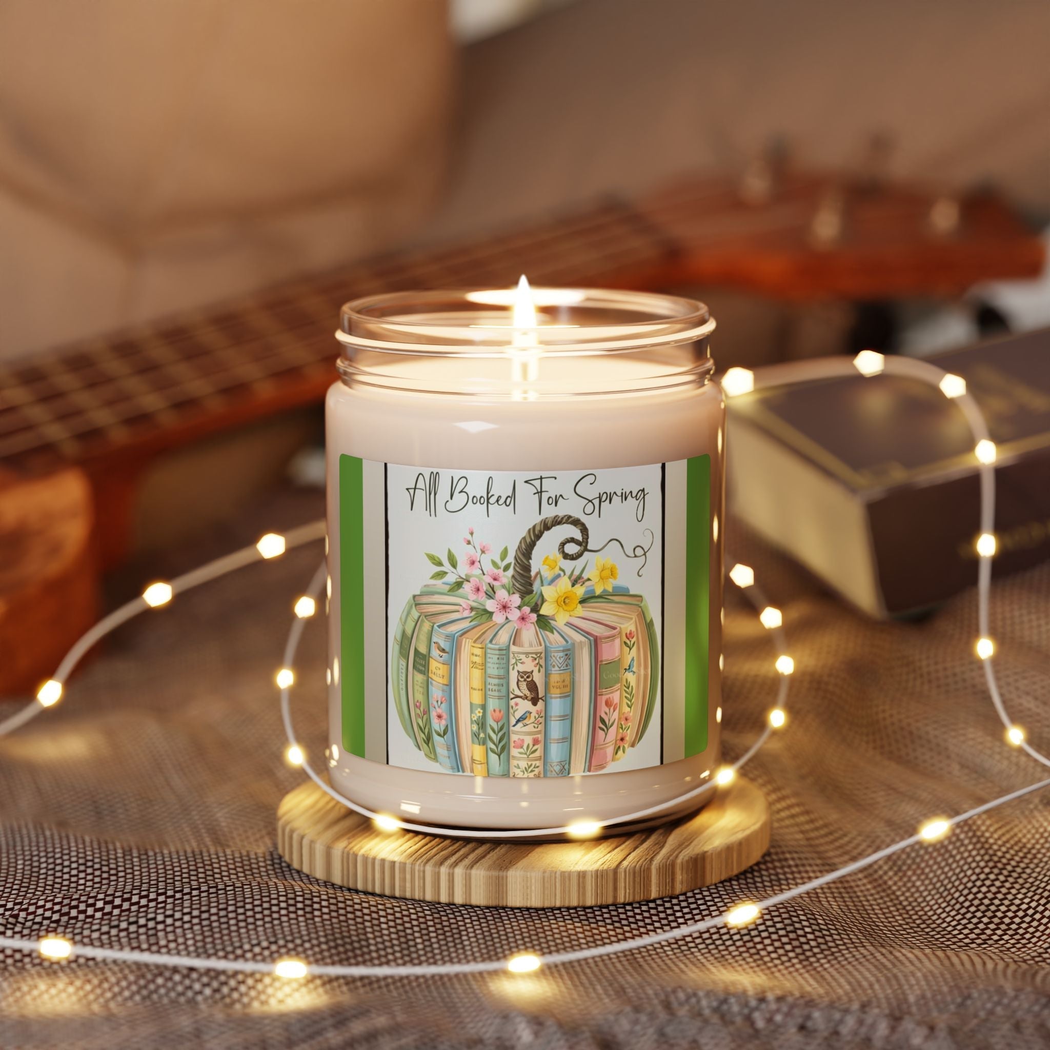 Scented Soy Candle, 9oz, Pumpkin shaped books design,book lover, spring colors - Simply Glow Ohio