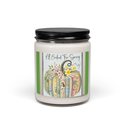 Scented Soy Candle, 9oz, Pumpkin shaped books design,book lover, spring colors - Simply Glow Ohio