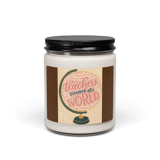 Scented Soy Candle, 9oz, Teacher appreciation globe design - Simply Glow Ohio