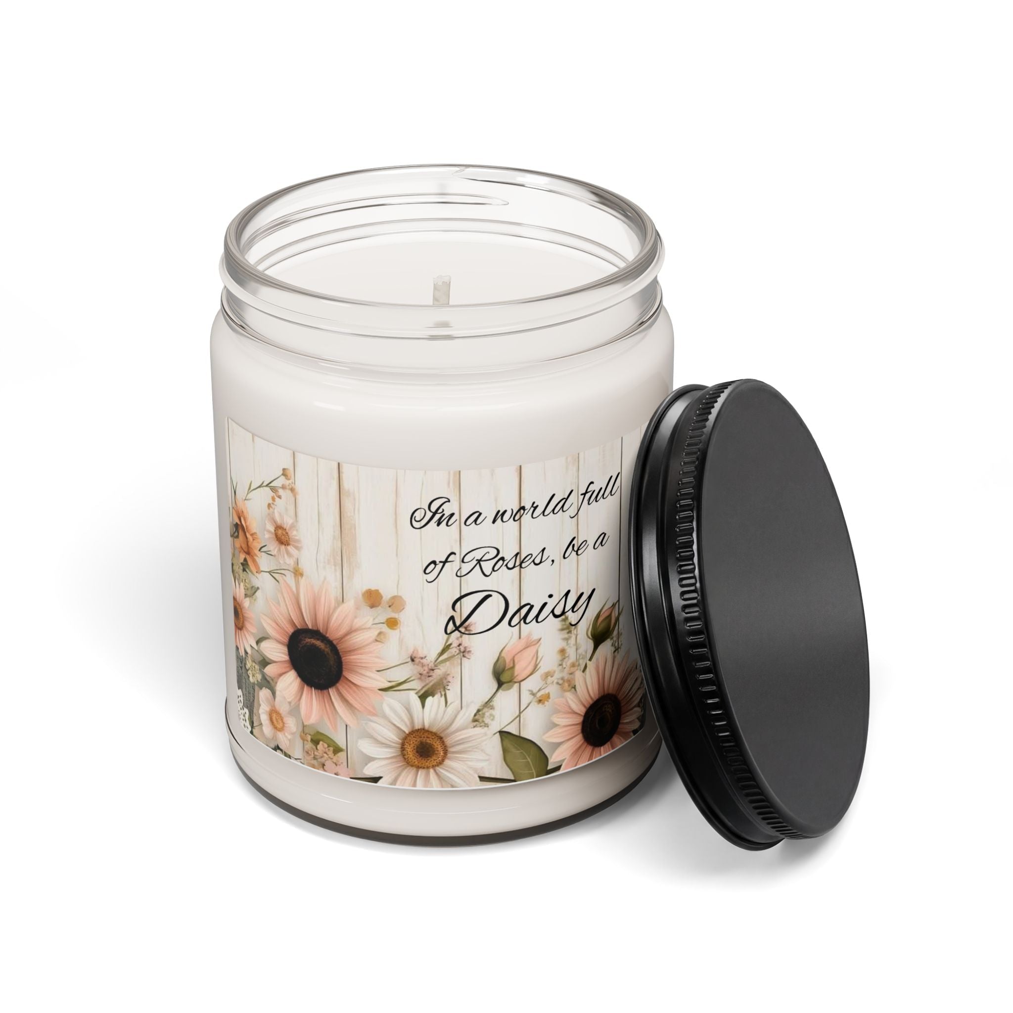 Scented Soy Candle, 9oz, Inspirational saying with Daisies - Simply Glow Ohio