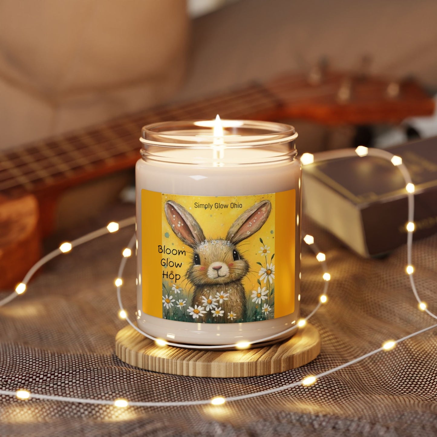 Scented Soy Candle, 9oz, springtime bunny design - Simply Glow Ohio