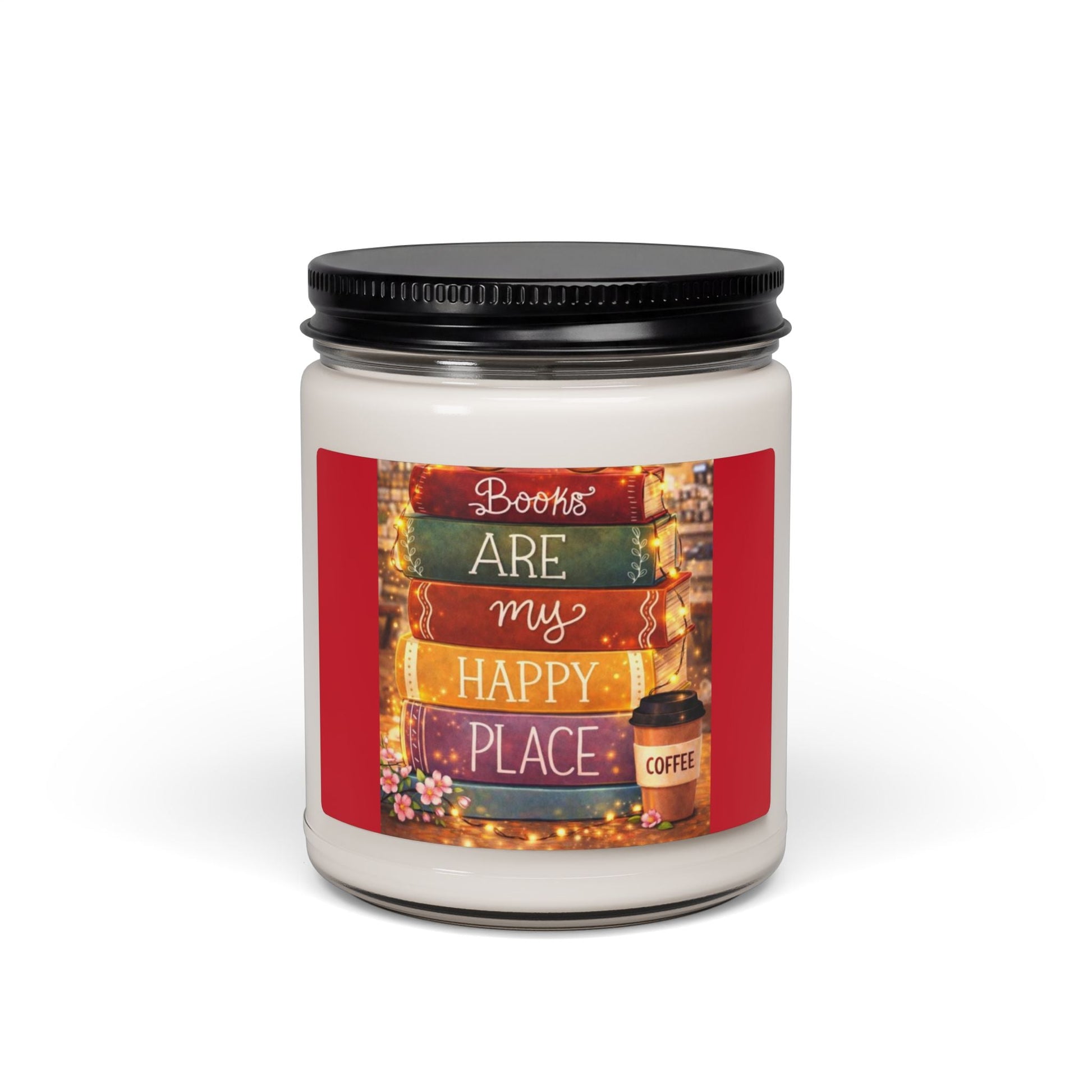 Scented Soy Candle, 9oz, custom stacked books, book lovers label - Simply Glow Ohio