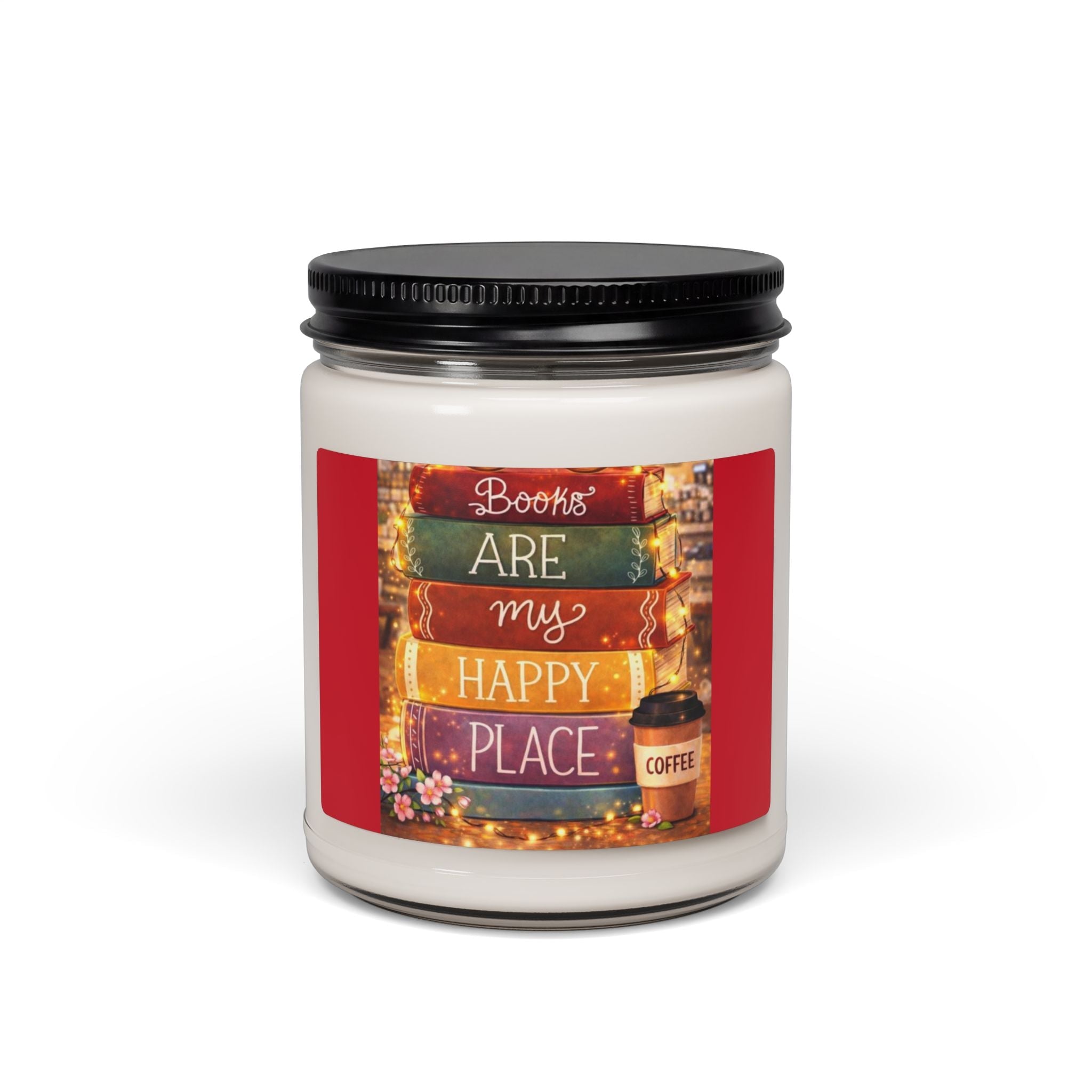 Scented Soy Candle, 9oz, custom stacked books, book lovers label - Simply Glow Ohio