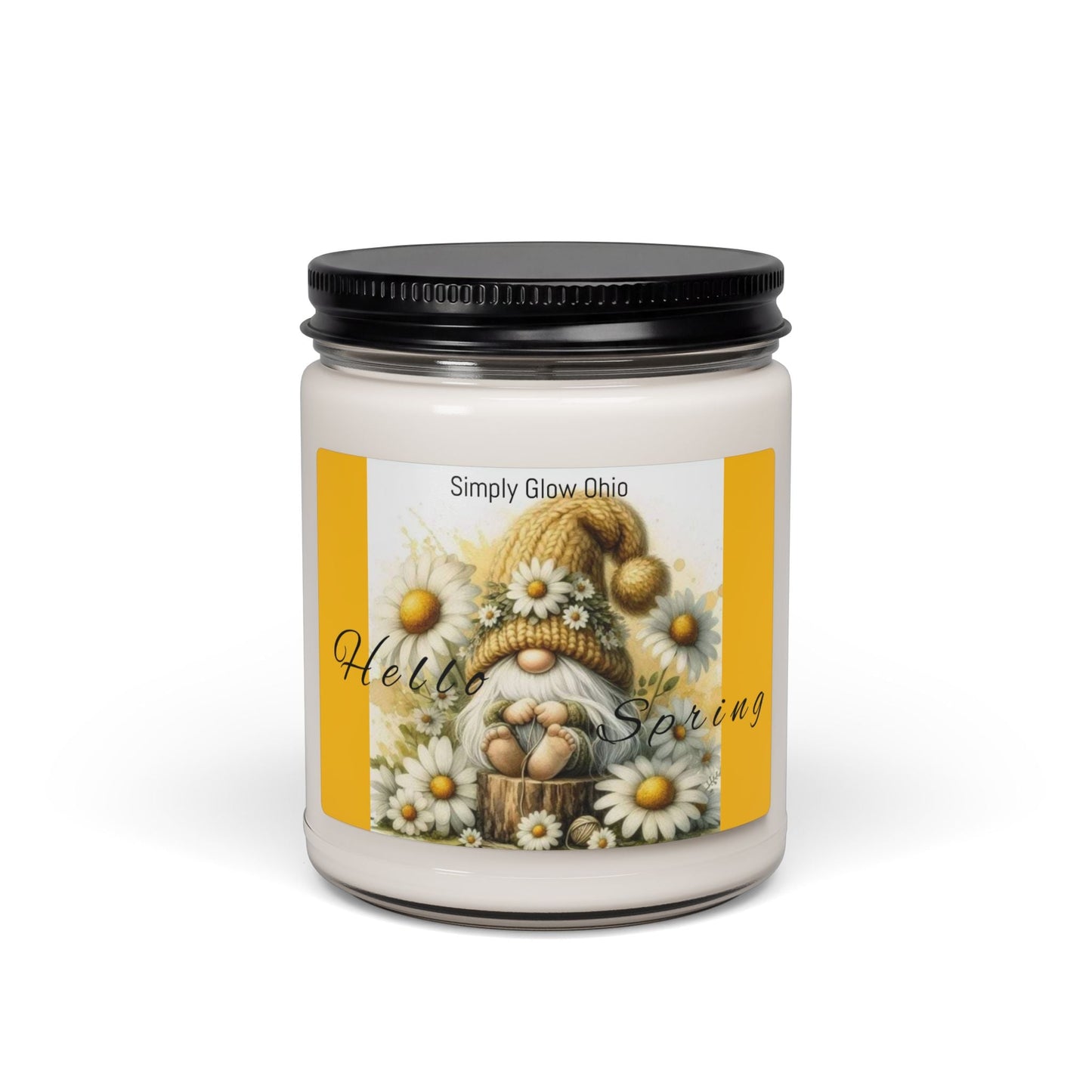 Scented Soy Candle, 9oz, springtime daisies design - Simply Glow Ohio
