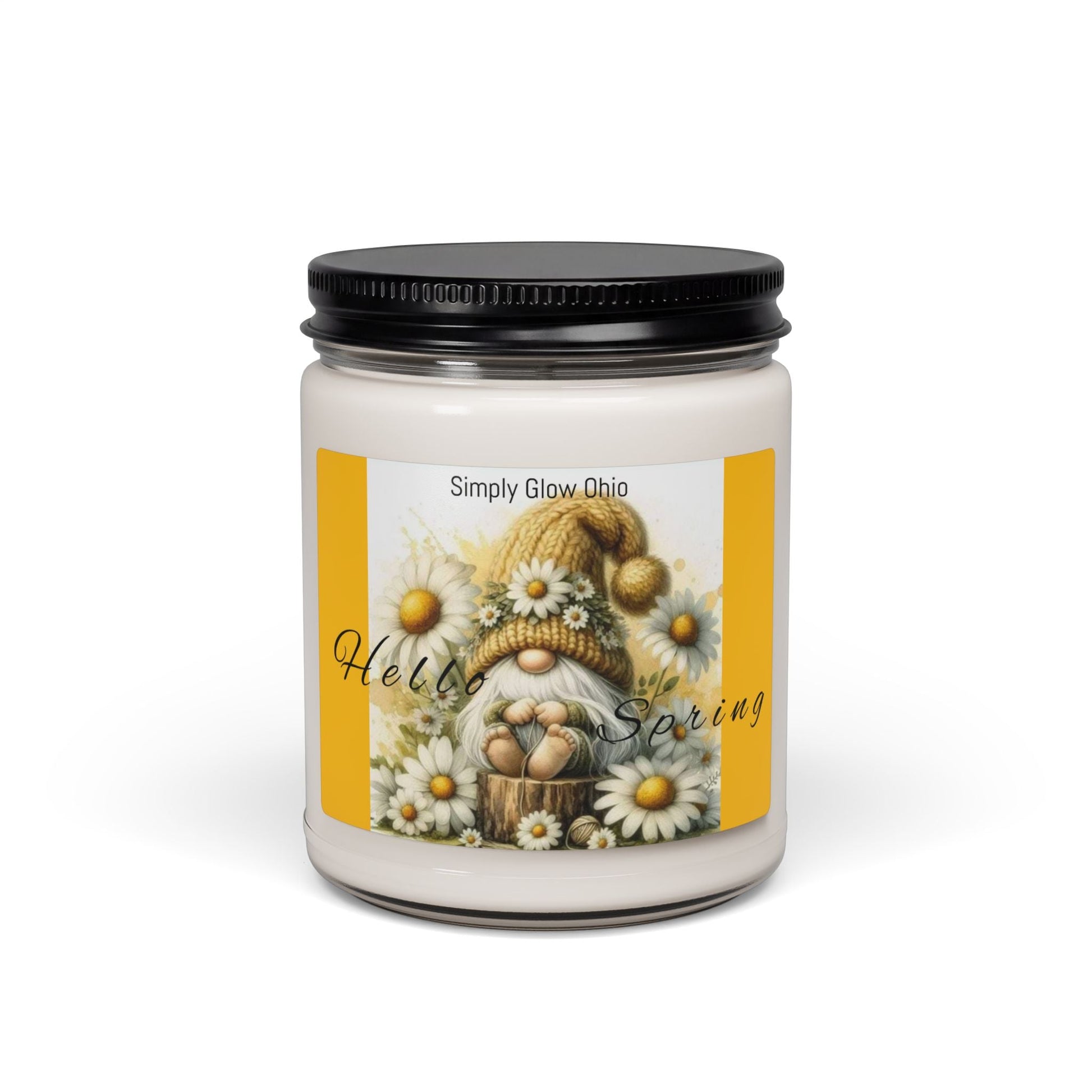 Scented Soy Candle, 9oz, springtime daisies design - Simply Glow Ohio