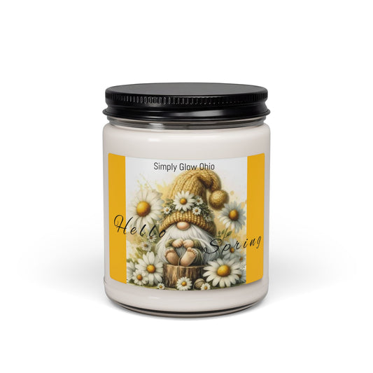 Scented Soy Candle, 9oz, springtime daisies design - Simply Glow Ohio