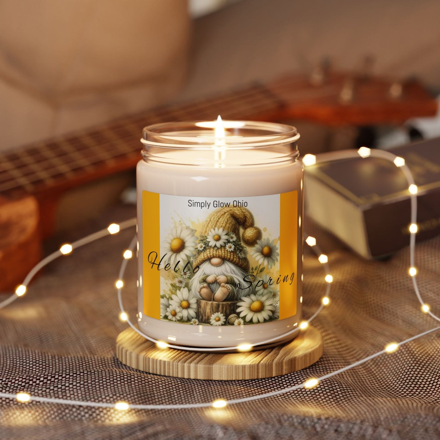 Scented Soy Candle, 9oz, springtime daisies design - Simply Glow Ohio