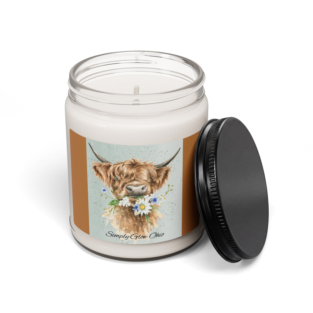 Scented Soy Candle, 9oz, highland cow, country/farm life, Simply Glow - Simply Glow Ohio