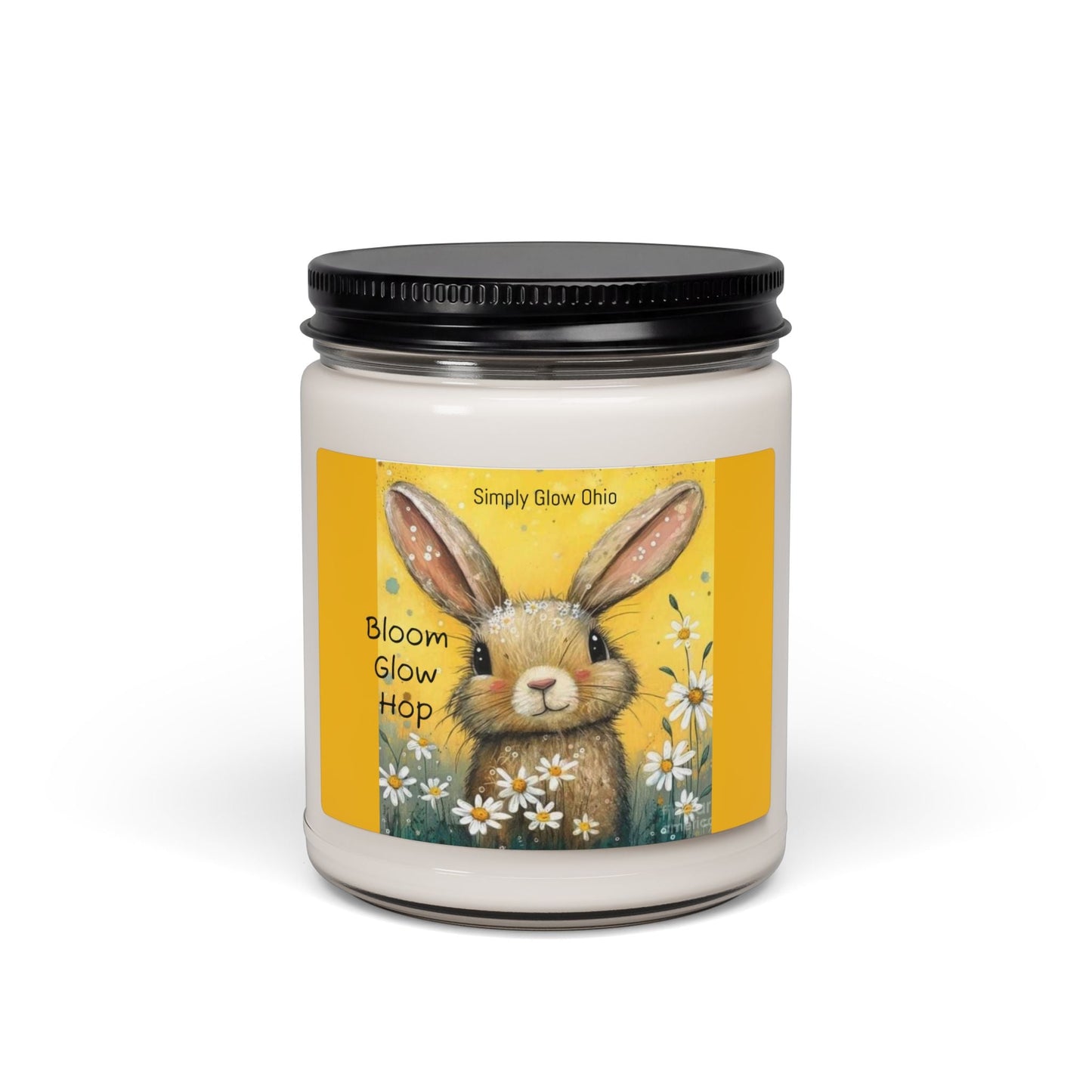 Scented Soy Candle, 9oz, springtime bunny design - Simply Glow Ohio