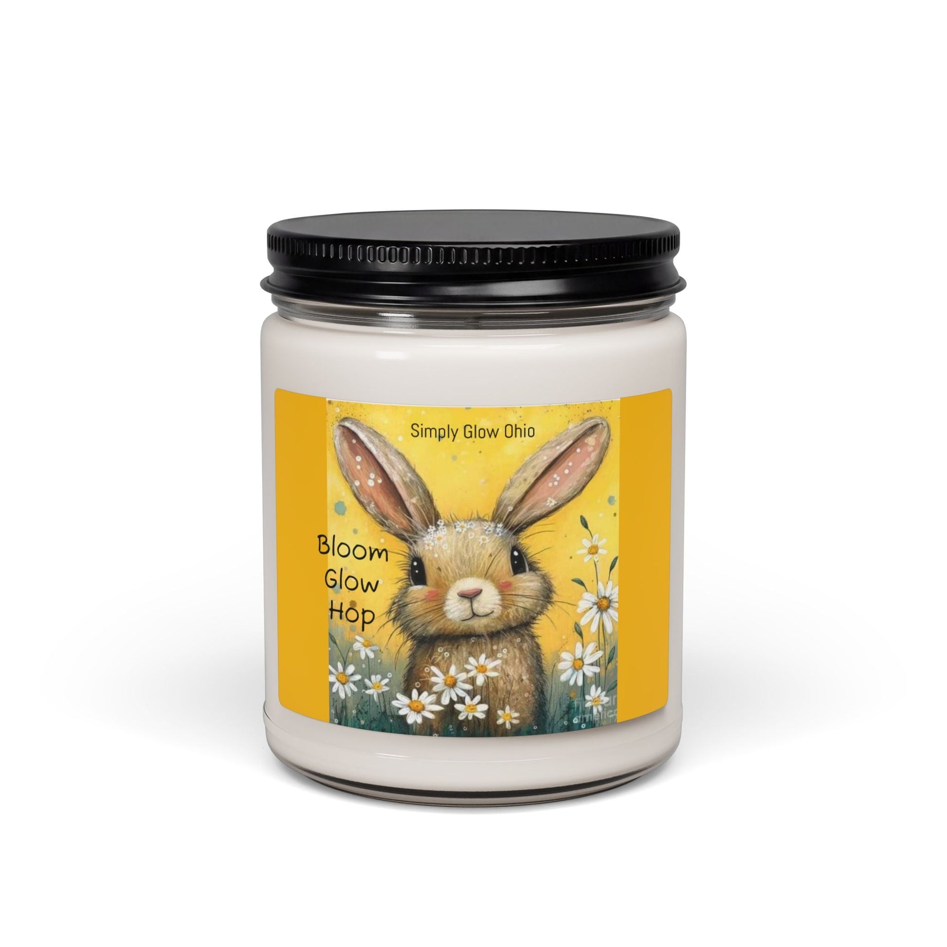 Scented Soy Candle, 9oz, springtime bunny design - Simply Glow Ohio