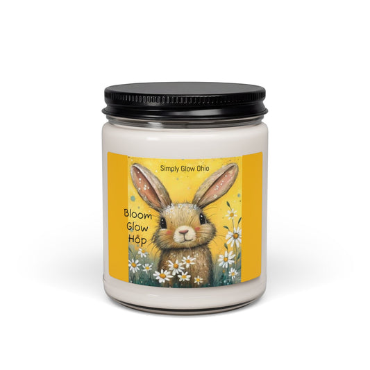 Scented Soy Candle, 9oz, springtime bunny design - Simply Glow Ohio