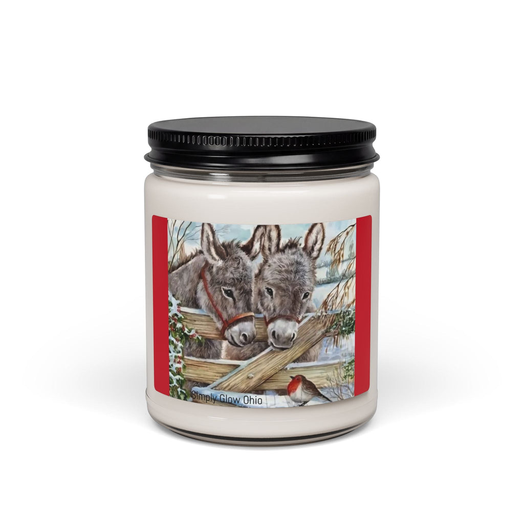 Scented Soy Candle, 9oz, farm, donkeys, farmhouse Christmas winter decor - Simply Glow Ohio