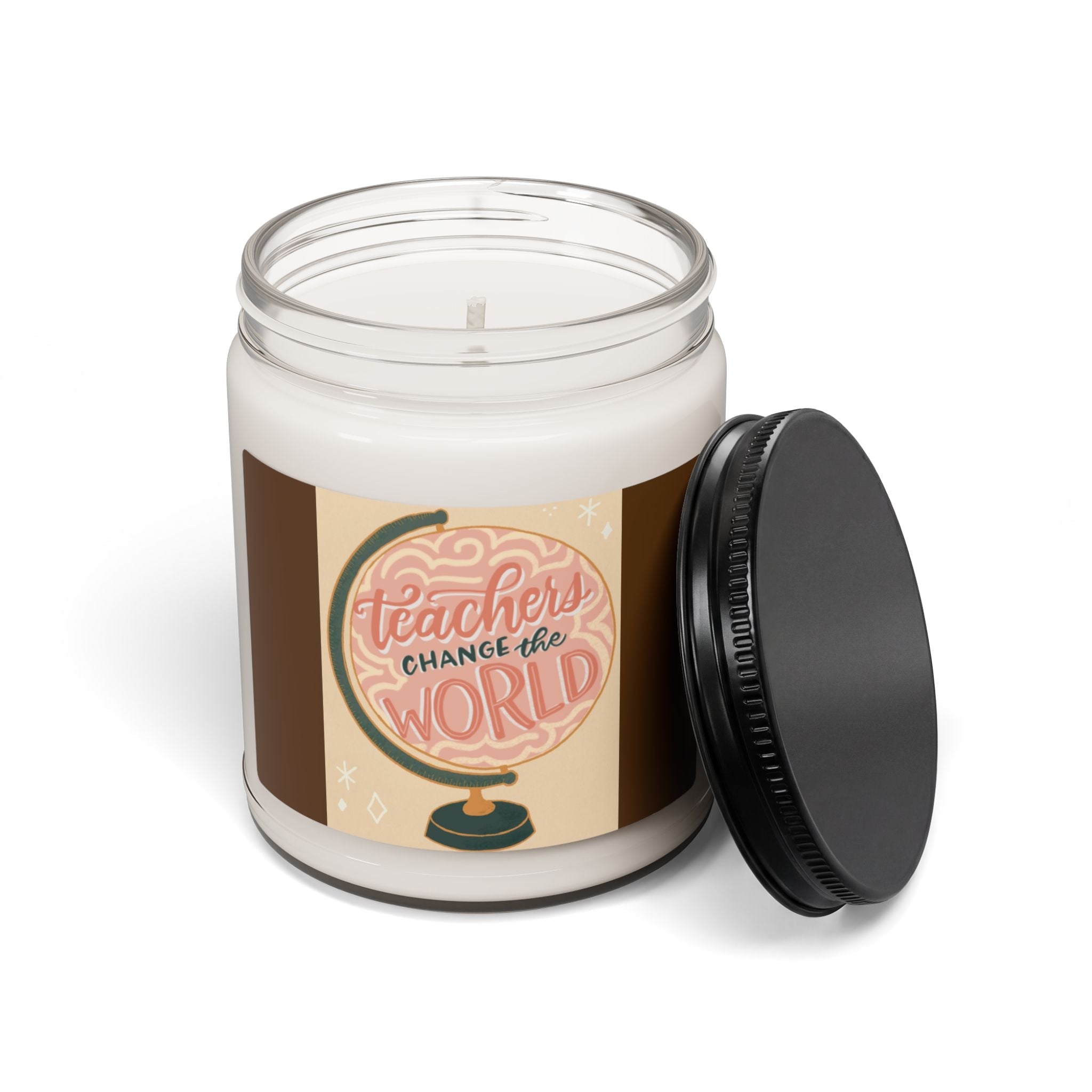 Scented Soy Candle, 9oz, Teacher appreciation globe design - Simply Glow Ohio