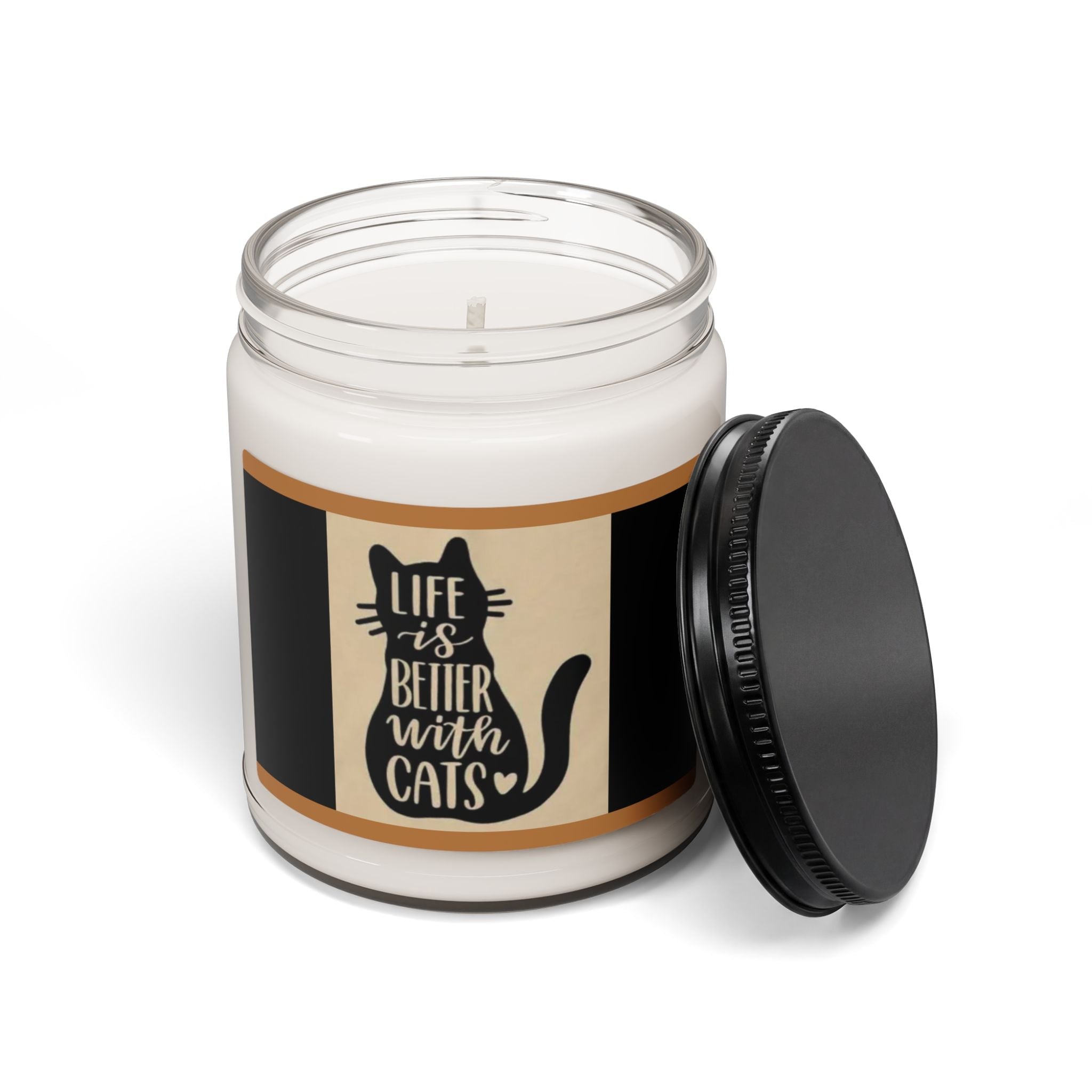 Scented Soy Candle, 9oz, Life is better with Cats, cat lover design - Simply Glow Ohio