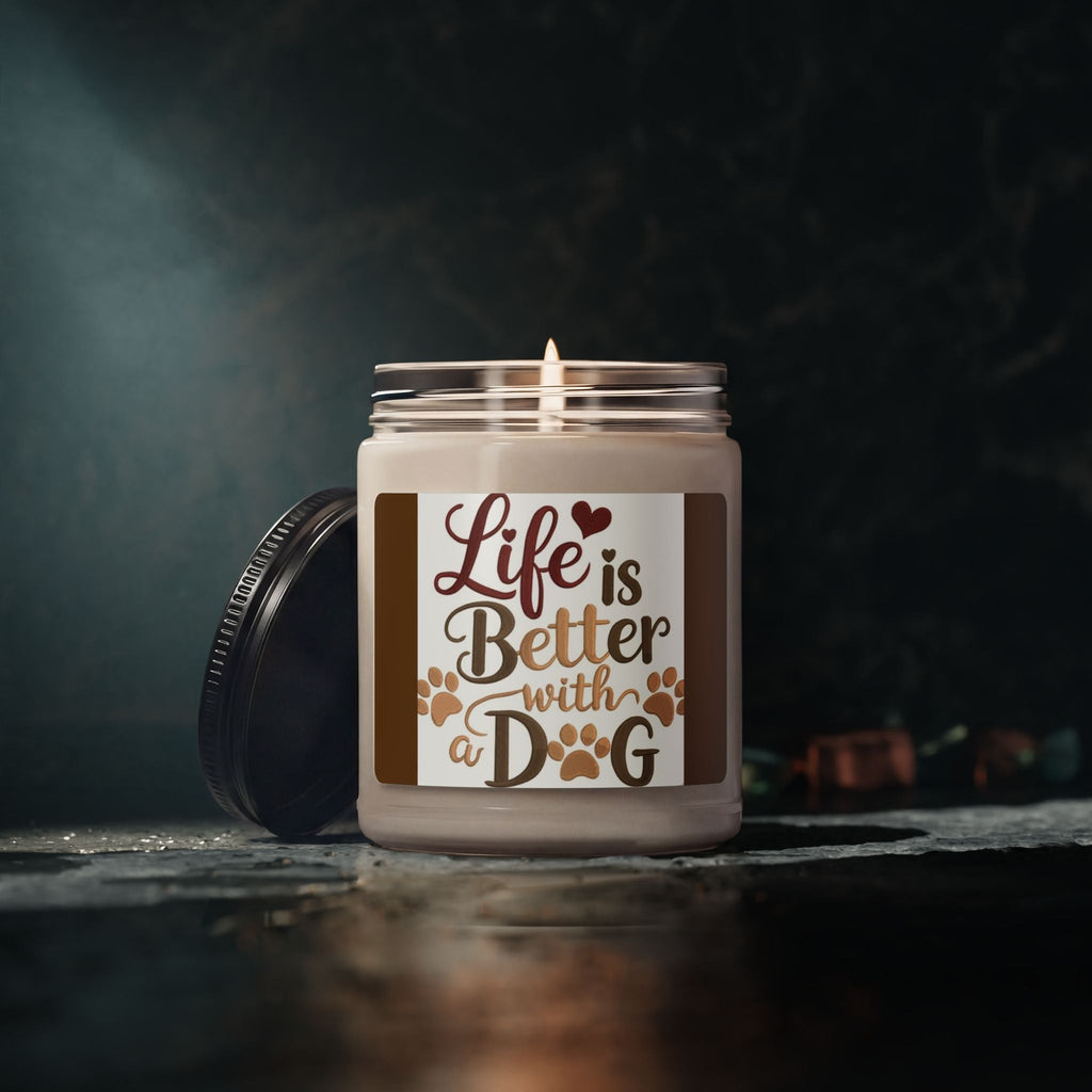 Scented Soy Candle, 9oz, Life is better with a dog - Simply Glow Ohio