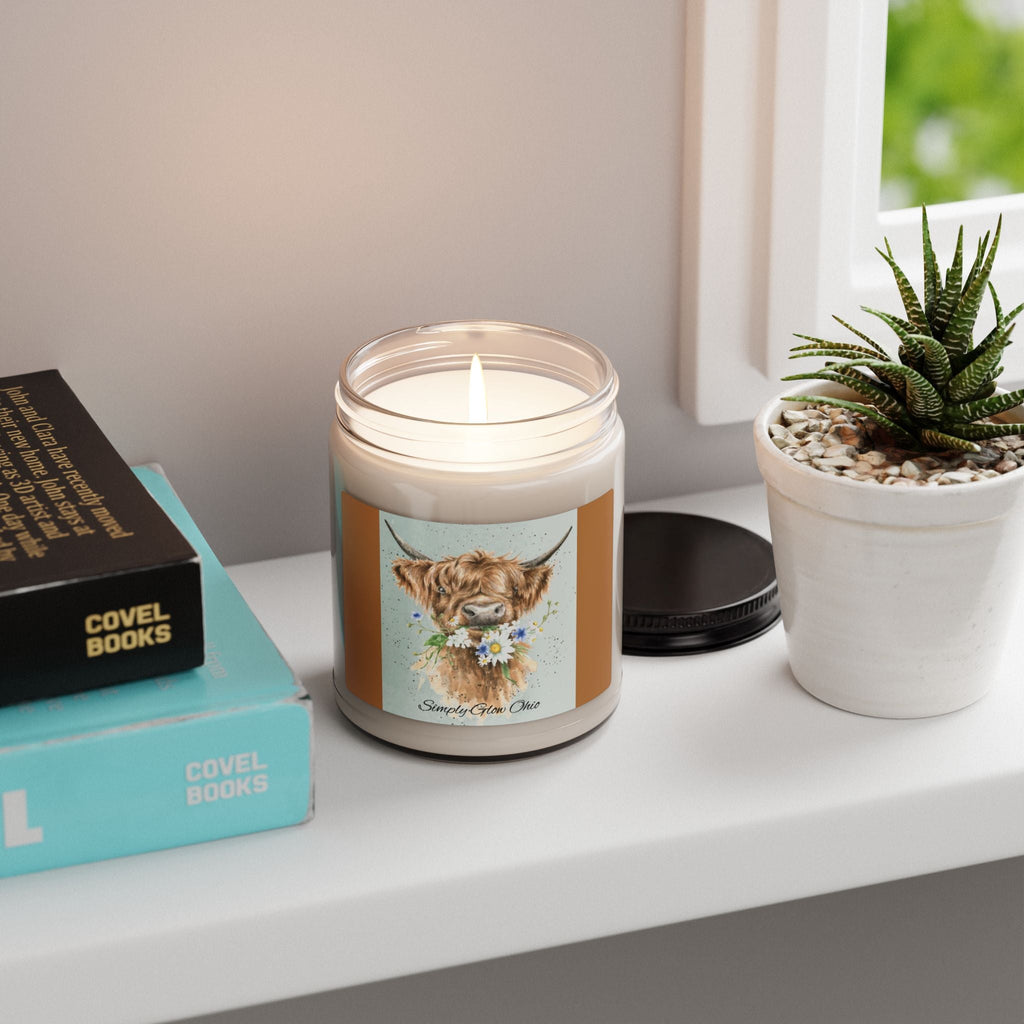 Scented Soy Candle, 9oz, highland cow, country/farm life, Simply Glow - Simply Glow Ohio