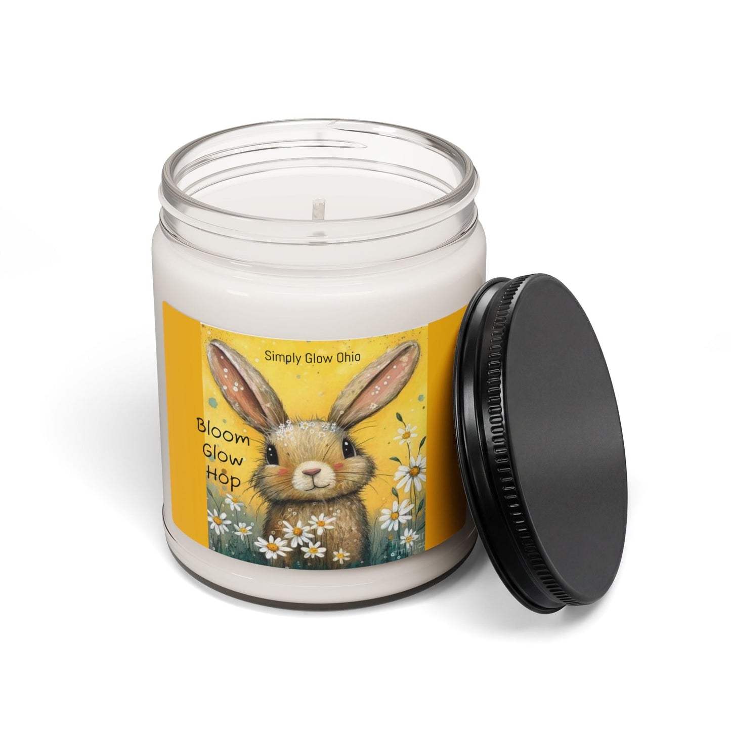 Scented Soy Candle, 9oz, springtime bunny design - Simply Glow Ohio