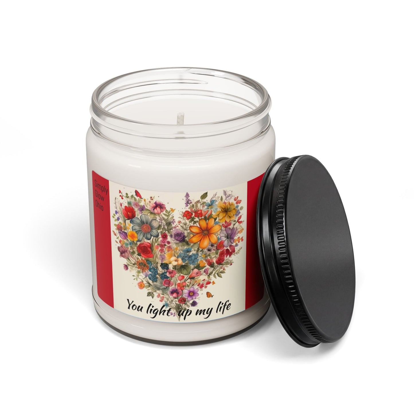 Scented Soy Candle, 9oz, flowers & love design - Simply Glow Ohio