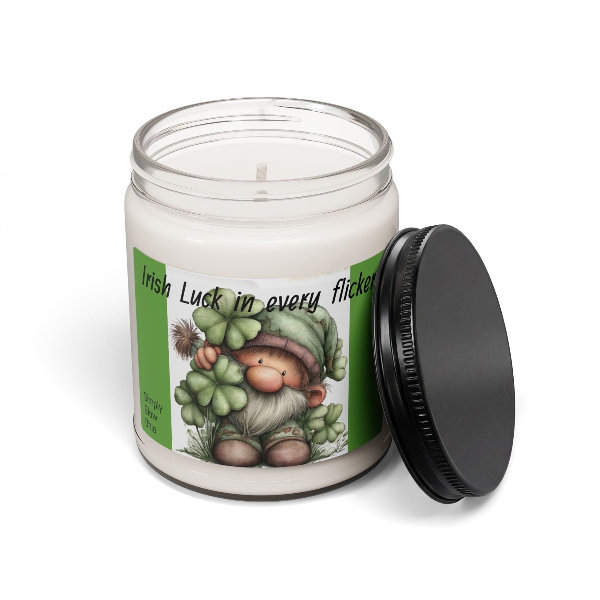 Scented Soy Candle, 9oz, St. Patrick design - Simply Glow Ohio