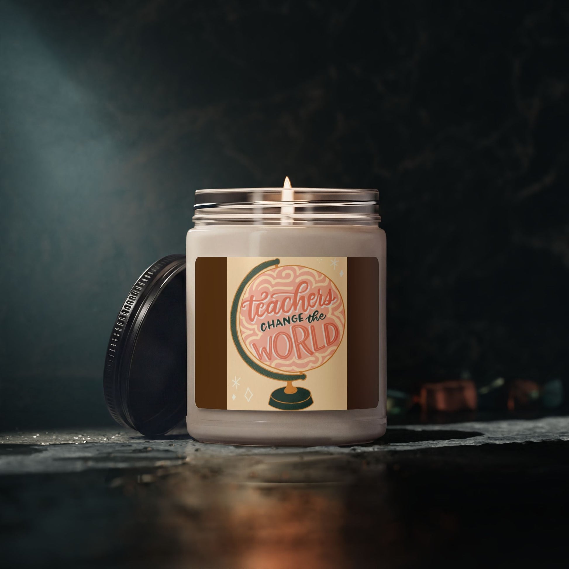 Scented Soy Candle, 9oz, Teacher appreciation globe design - Simply Glow Ohio