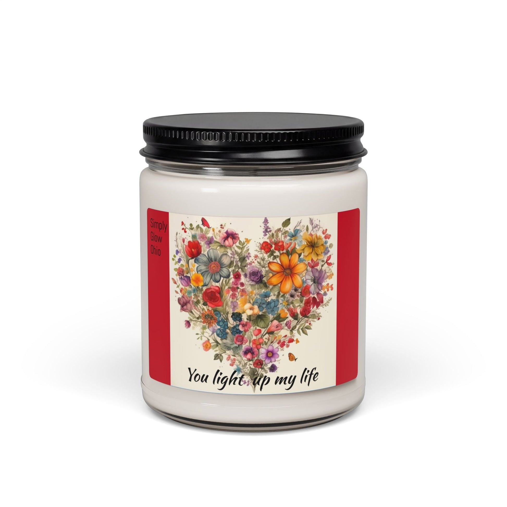 Scented Soy Candle, 9oz, flowers & love design - Simply Glow Ohio