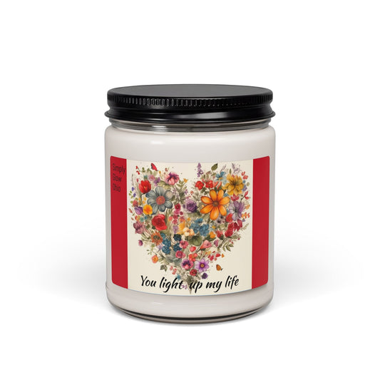Scented Soy Candle, 9oz, flowers & love design - Simply Glow Ohio