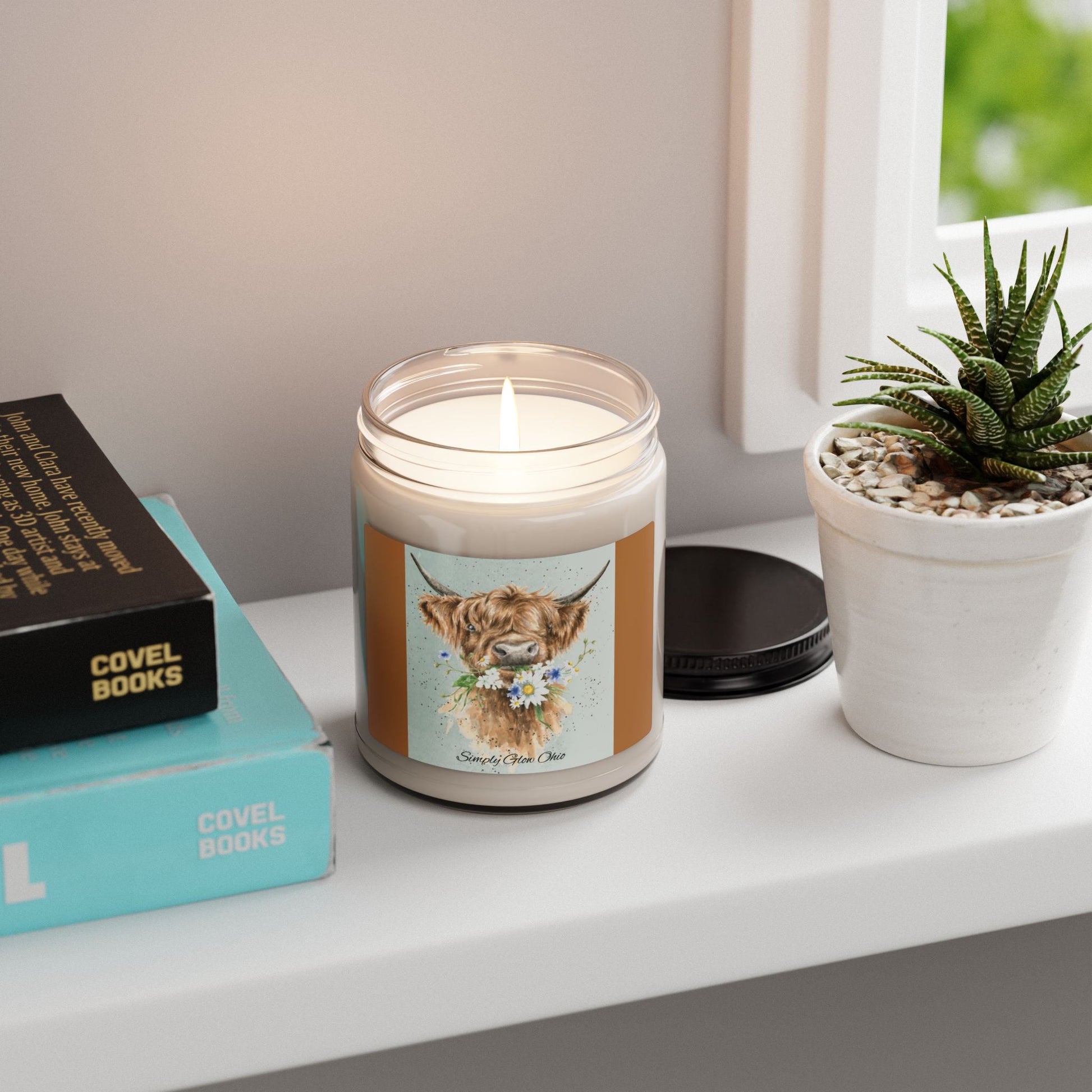 Scented Soy Candle, 9oz, highland cow, country,farm life - Simply Glow Ohio